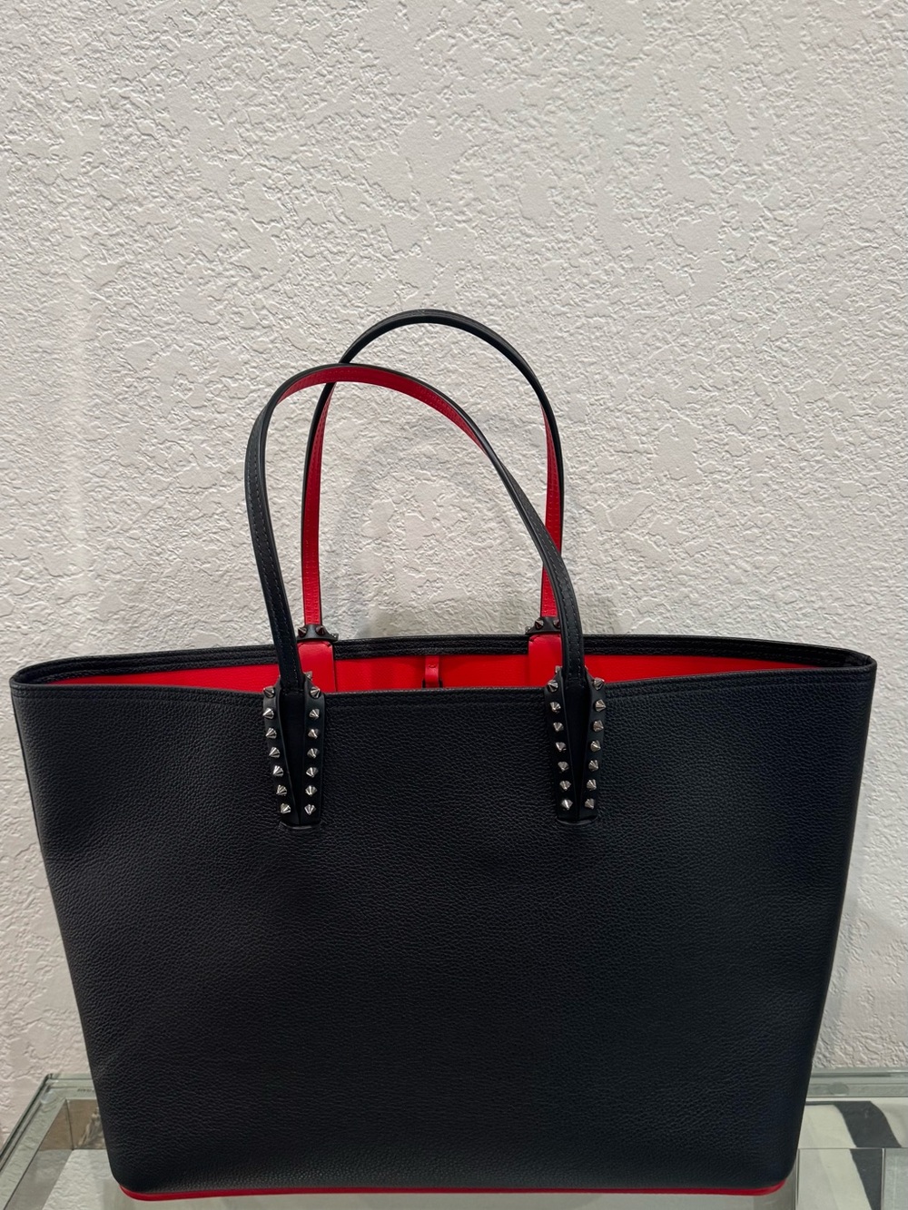 Christian Louboutin Cabata Calfskin Leather Tote with Red Interior
